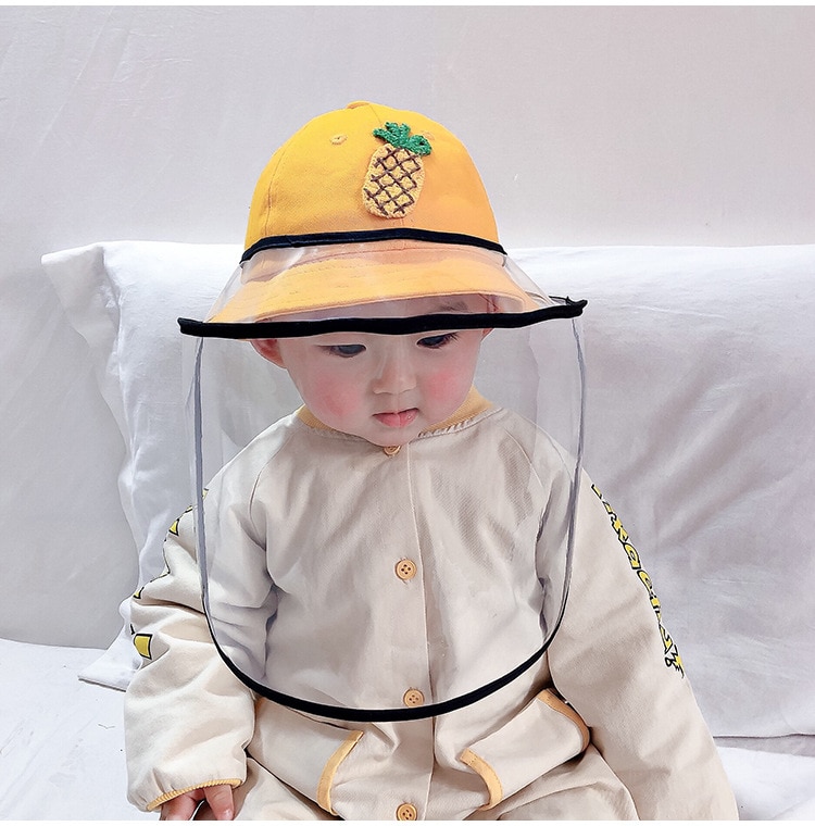 Baby Bucket Hat Protective Full Face Shield Cover Kids Hats Anti Saliva Dustproof Dual-use Sun Hat Cap With Clear Facial Mask